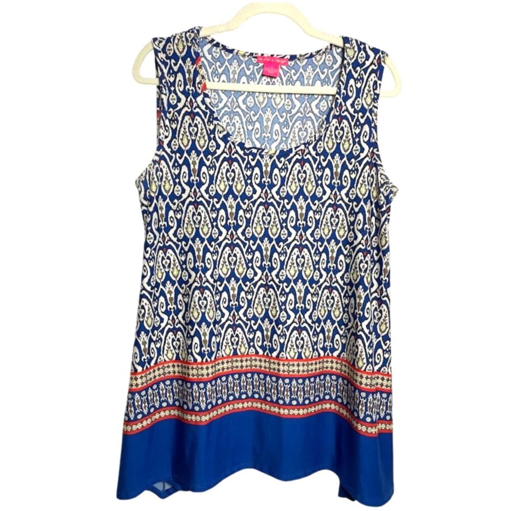 Sunny Leigh Boho Whimsical Top Womens Size M Sleeveless Hippie Bold Blouse‎
